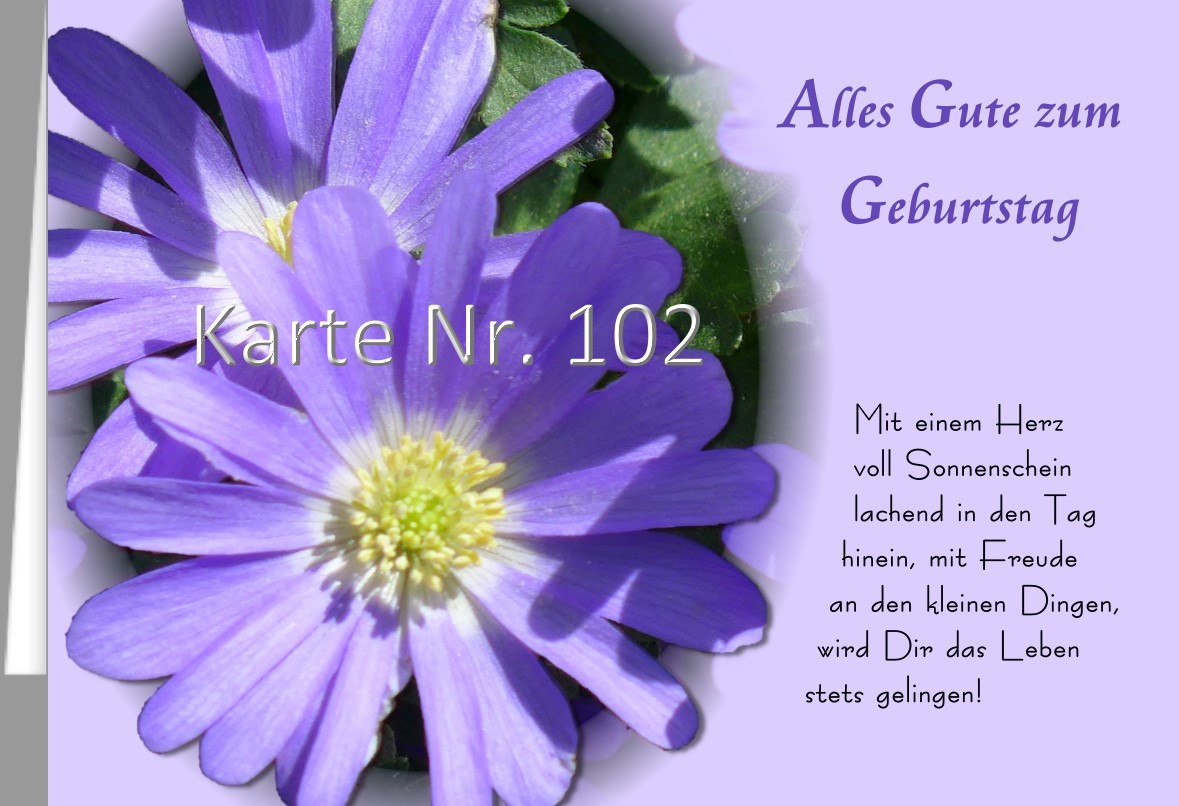 Glückwunschkarte Nr. 102 Glückwunschkarte Nr. 102